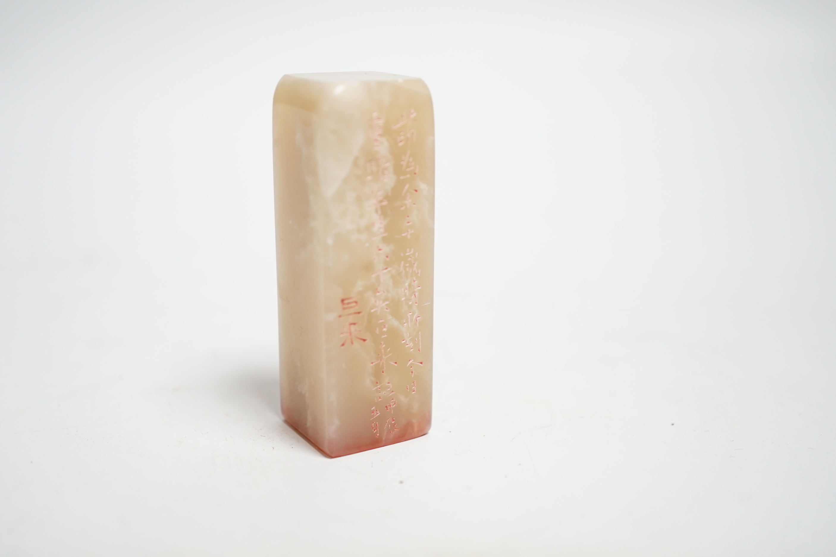 A Chinese soapstone seal, by Chen Julai, dated 1924, made for Wu Xiugliang, 5.5cm